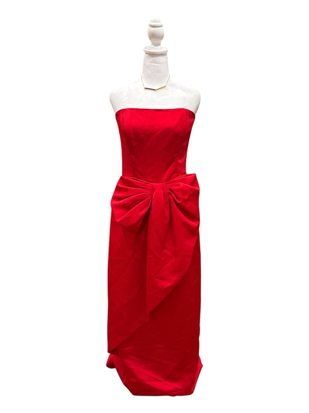 Vintage 80s Victor Costa Saks Fifth Avenue red strapless bow dress sz 14